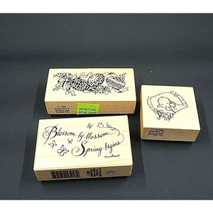 PSX Wood Mounted Rubber Stamps Lot of 3 Easter Egg Baby Spring Vintage